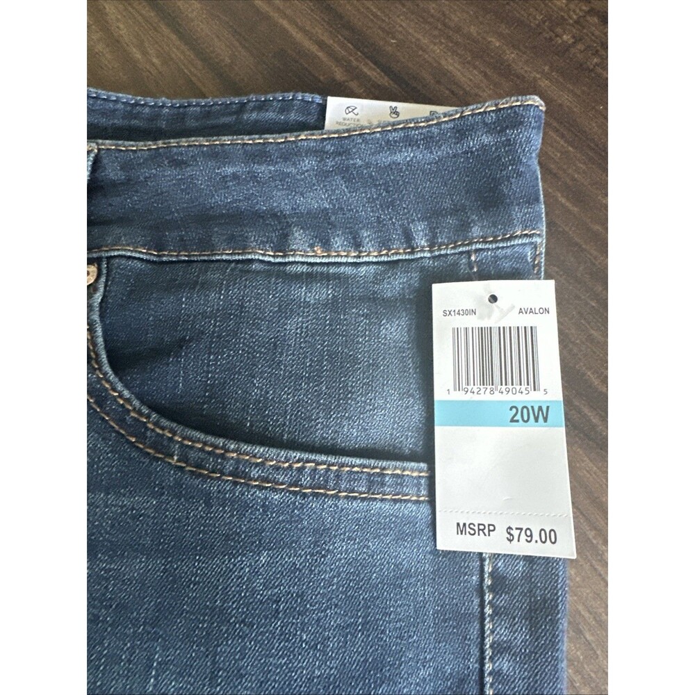 Seven7 Women's Plus Size High Rise Slim Straight Cuff Jeans Avalon Blue 20W - Picture 6 of 10